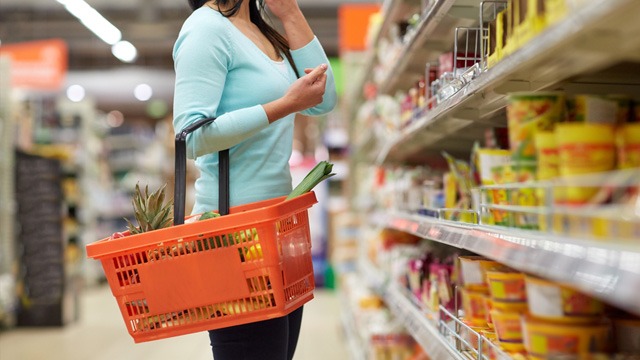 woman in a supermarket aisle