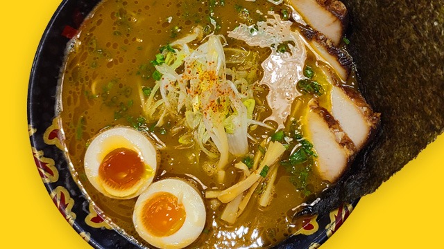 crab ramen from Ramen Keisuke with japanese ramen noodles soft boiled egg pork chasu bamboo leeks