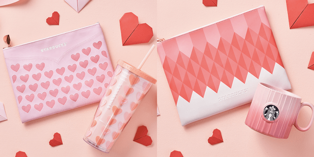 Here's a closer look at Starbucks Valentine's 2023 merchandise collection called Happy Hearts.